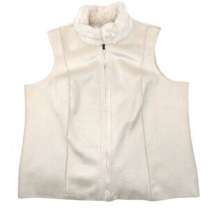 Coldwater Creek Women's Size 2X Cream Swirl Fully Reversible Faux Suede Vest